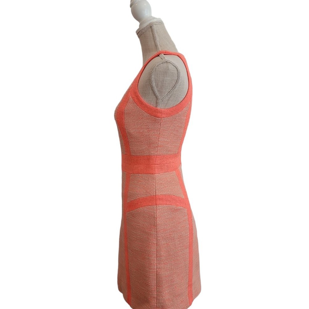 Milly Coral Orange Tweed Woven Lined Mini Dress Size 0 - Picture 5 of 14